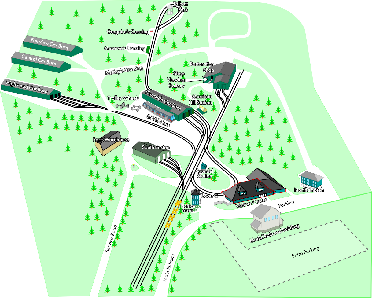 2024 Map of Seashore Trolley Museum campus