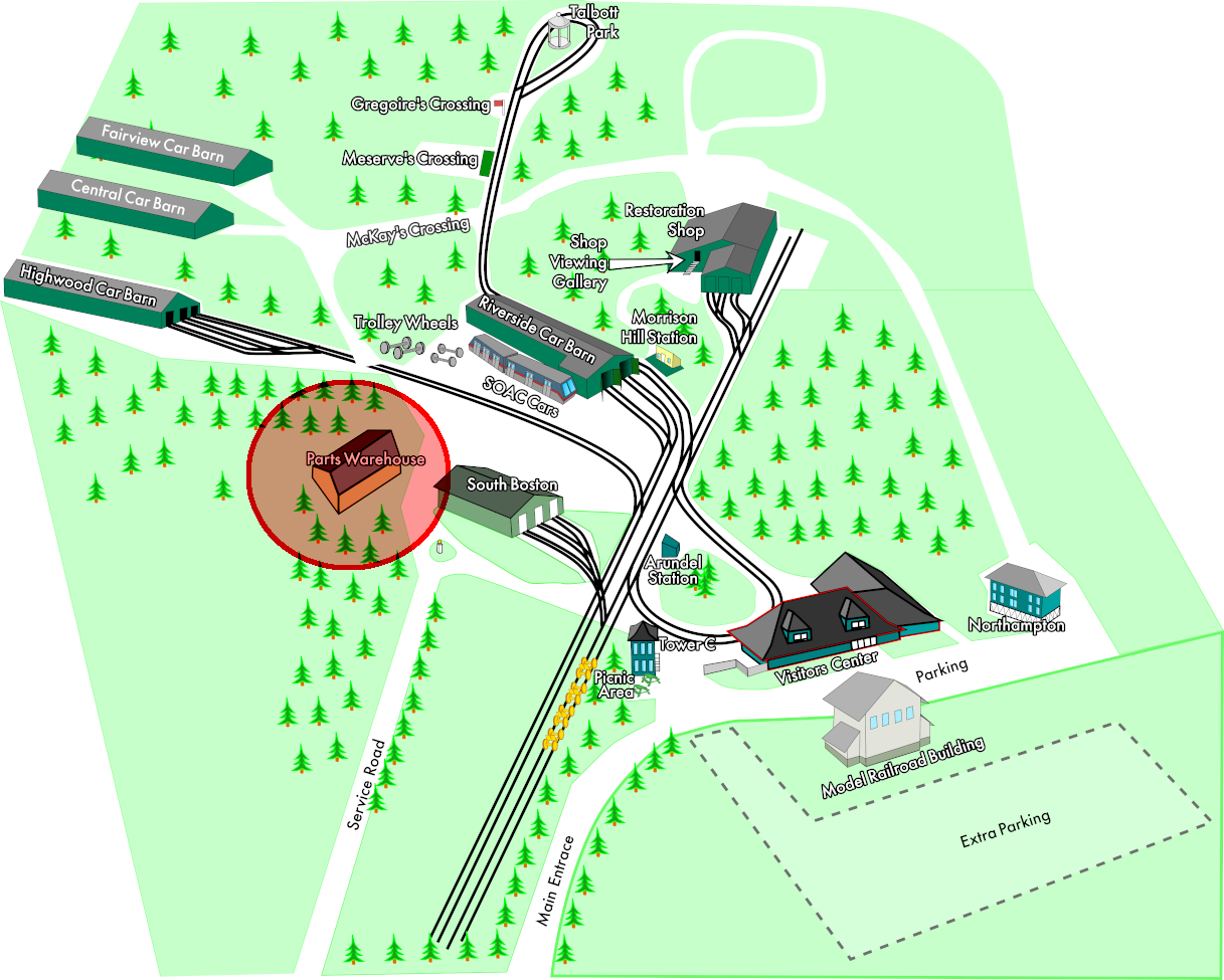 2024 Map of Seashore Trolley Museum campus