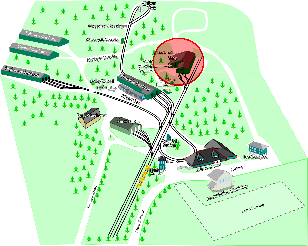2024 Map of Seashore Trolley Museum campus