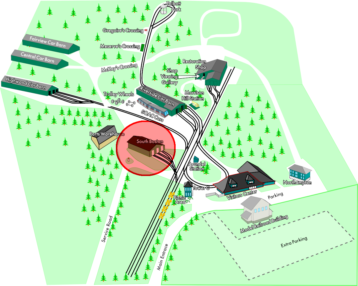 2024 Map of Seashore Trolley Museum campus