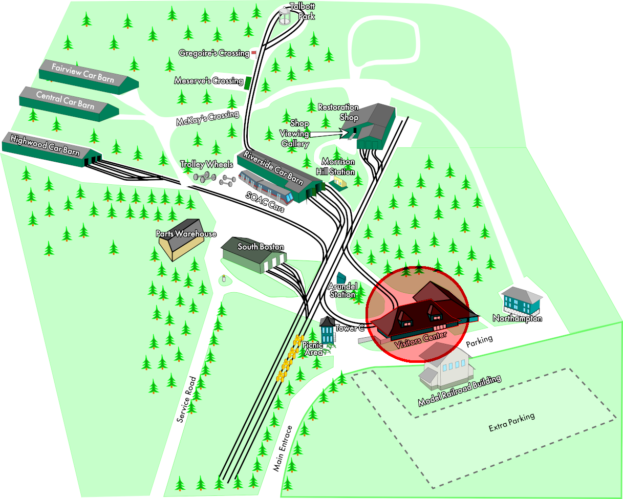2024 Map of Seashore Trolley Museum campus