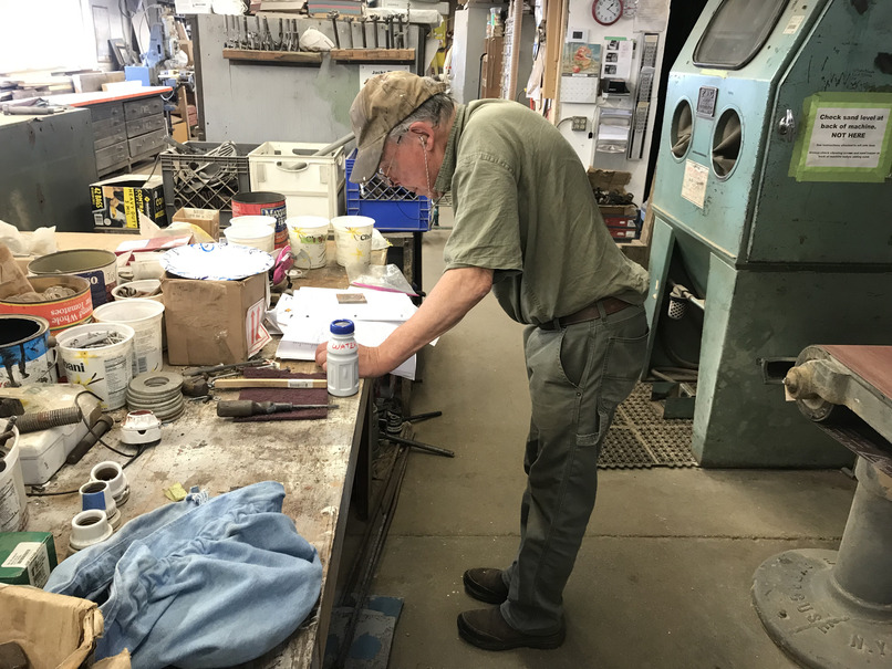 Don Curry in the metal shop